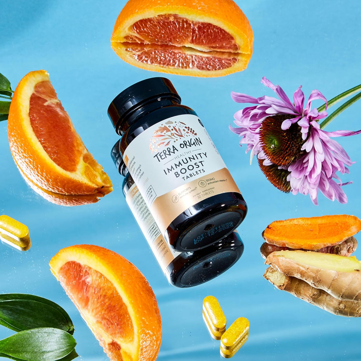 TERRA ORIGIN Immunity Support Supplement | Vitamin C, D3, Zinc, Selenium, Turmeric, Echinacea, Ginger & Andrographis with BioPerine | Daily Immune Booster & Antioxidant Blend | 30 Tablets