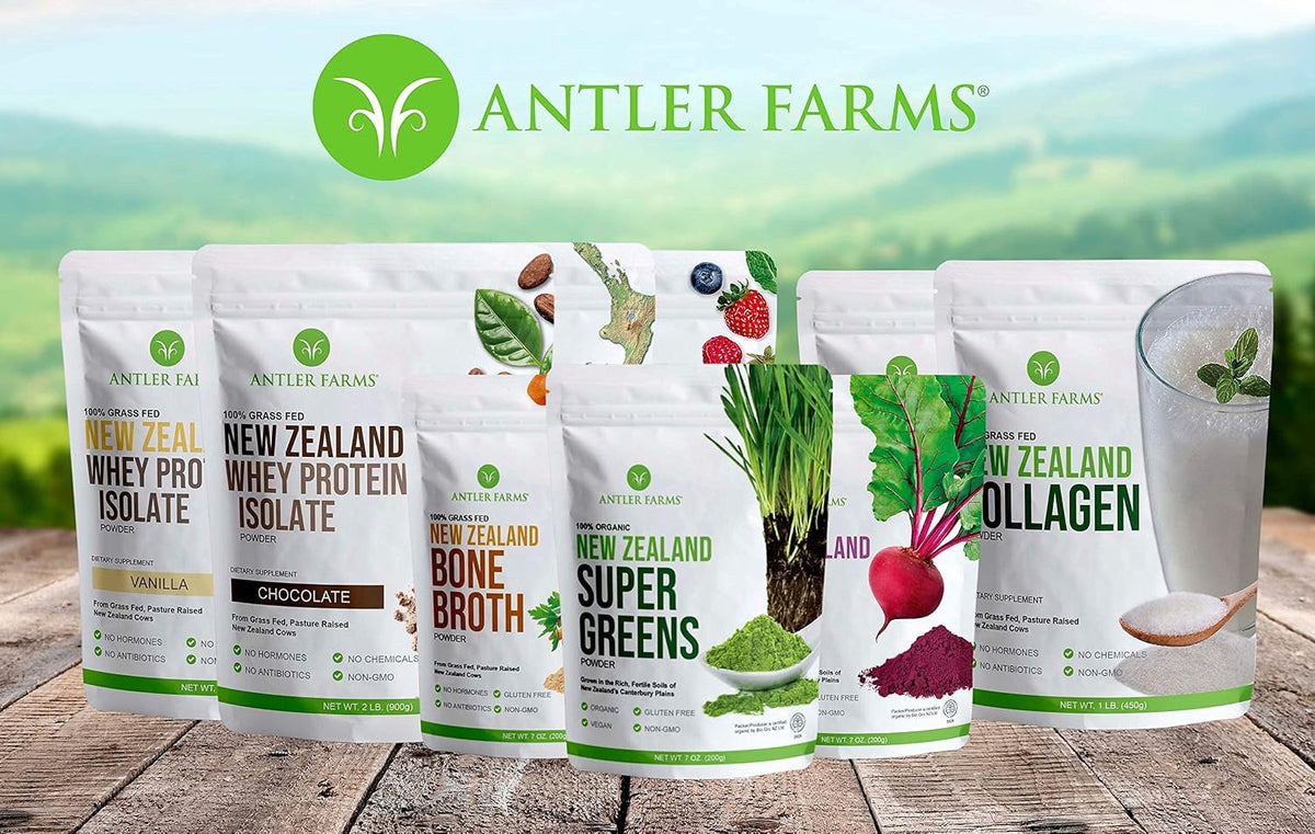 Antler Farms NZ Whey Protein Isolate & Collagen Powder Bundle | Grass Fed Whey Protein Powder and Hydrolyzed Collagen Peptides Bundle, Cold Processed, Pure and Clean, 2 lbs