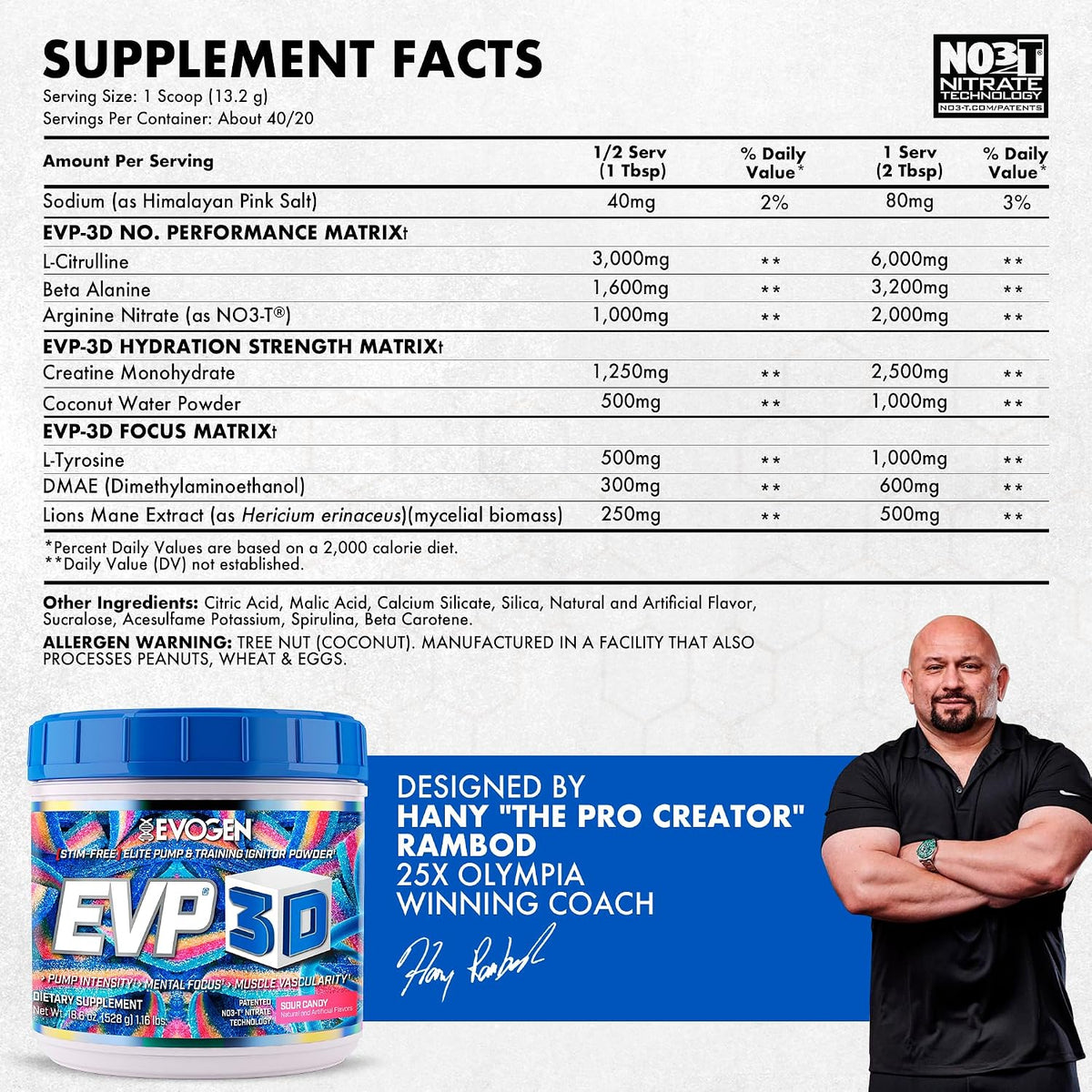 Evogen EVP 3D Amino K.E.M. Bundle – Stim Free Pre Workout Powder & EAA/BCAA Pump Volumizer for Muscle Growth, Hydration & Performance | Sour Candy