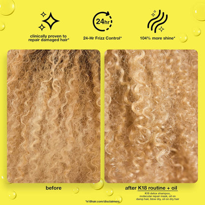 K18 Repair Bundle - Leave-In Repair Hair Mask, 4-Minute Speed Treatment(50ml), and Weightless Hair Strengthening Oil (30ml)