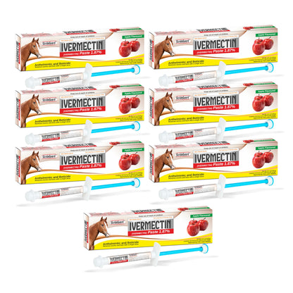 Horse Ivermectin Paste 1.87% – Apple Flavored Oral Horse Dewormer Syringe – 6.08g Tube Treats Horses Up to 1250 LB [Pack-5]