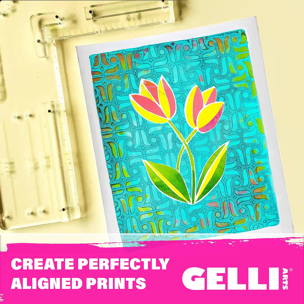 Gelli Arts 5 X 7 Printmaking Positioner Mini Placement Tool - Paper Positioning Tool Gel Printing Plate, Clear Acrylic Alignment Device, Art Gadget for Gel Printing