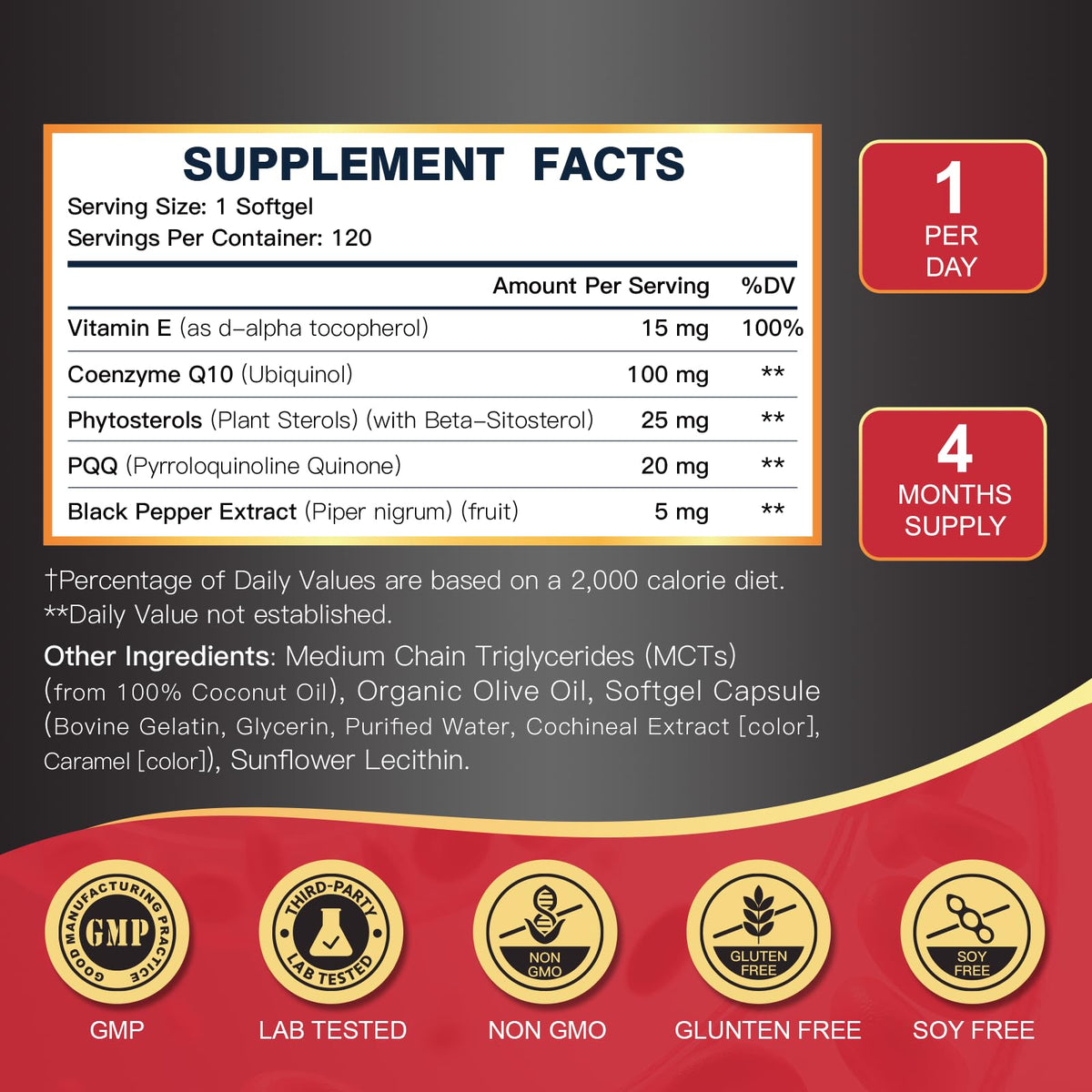 DRFOSTER CoQ10 100mg Ubiquinol - Coenzyme Q10 Co Q 10 Supplement Cq10 with PQQ & Vitamin E & Black Pepper - 120 Count - PrimeBioHealth - canada supplements