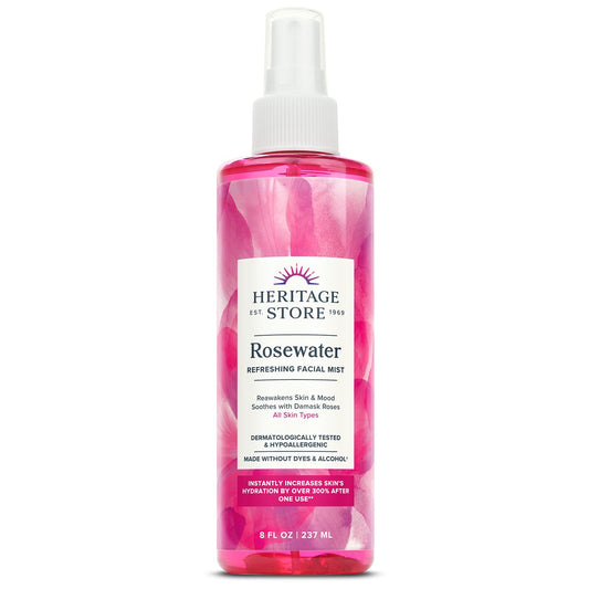 HERITAGE STORE Rosewater - Refreshing Face Mist with Damask Rose, All Skin Types - Hydrating Rose Water Spray for Glowing Skin Care - No Dyes or Alcohol, Hypoallergenic, Vegan, 60-Day Guarantee, 12oz - PrimeBioHealth - canada supplements