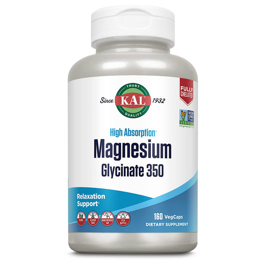 KAL Magnesium Glycinate, New & Improved Fully Chelated High Absorption Formula with BioPerine, Bisglycinate Chelate for Stress, Relaxation, Muscle & Bone Health Support, 60 Servings, 240 VegCaps - PrimeBioHealth - canada supplements