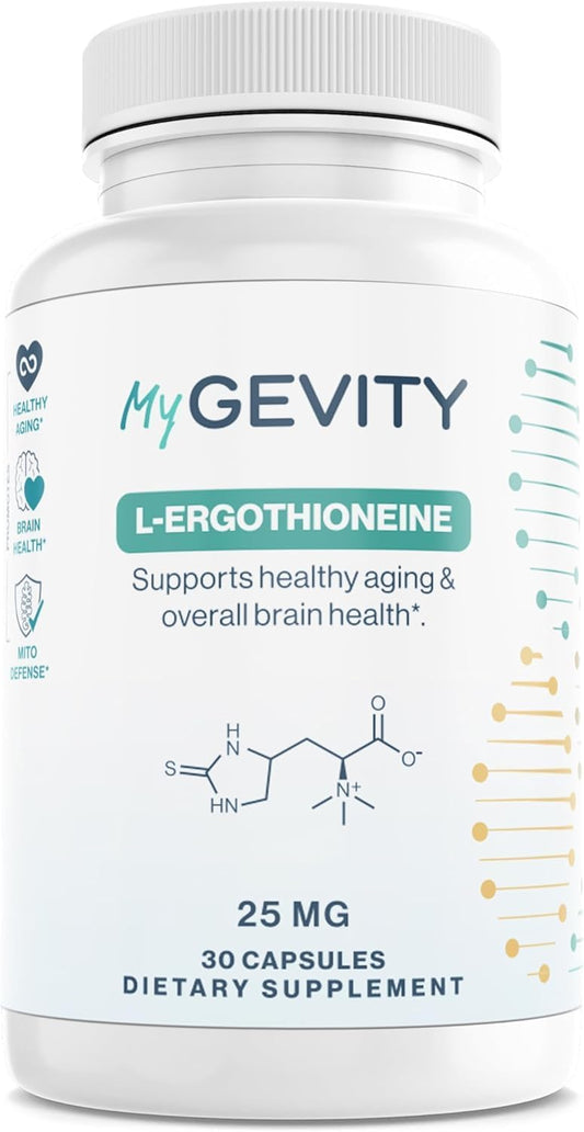 L-Ergothioneine Supplement 25mg – Fermentation-Based 99.9%+ Purity – Physician Formulated Antioxidant for Brain, Heart & Longevity – Vegan, Non-GMO, No Seed Oils, GMP USA – 30 Capsules - PrimeBioHealth - canada supplements