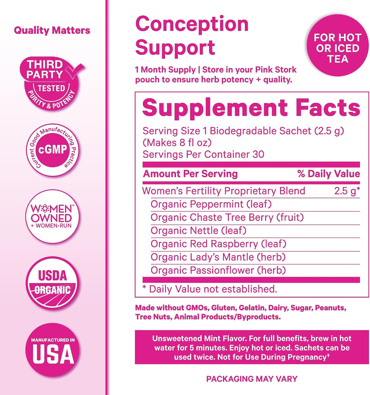Pink Stork Fertility Bundle for Women – Conception Tea + Prenatal Vitamin Support with Inositol, Vitex, Folate & Ashwagandha – Supports Hormone Balance, Cycle Health & Preconception Wellness - PrimeBioHealth - canada supplements