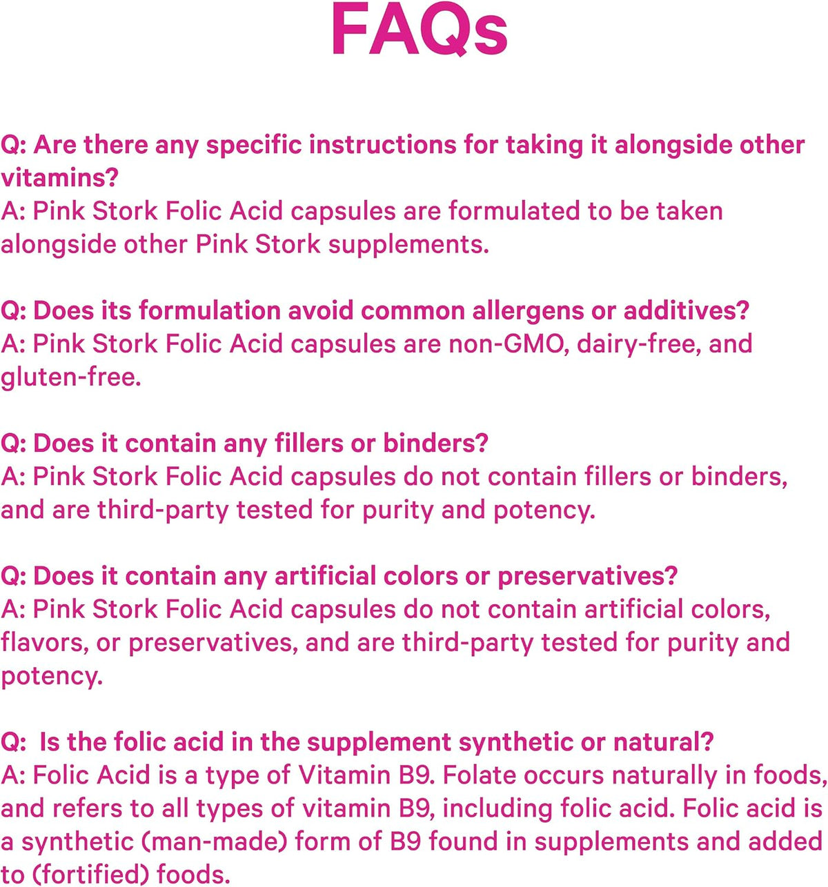 Pink Stork Folic Acid Supplement for Women – 400mcg, 30 Capsules | Daily Vitamin B9, Prenatal & Fertility Support, Supports Red Blood Cell Formation & Energy, Vegetarian - PrimeBioHealth - canada supplements