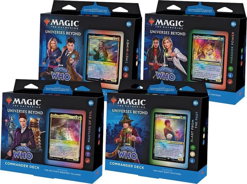 Share MTG Universes Beyond: Doctor Who Commander deck set (Sealed Case of all 4 decks)