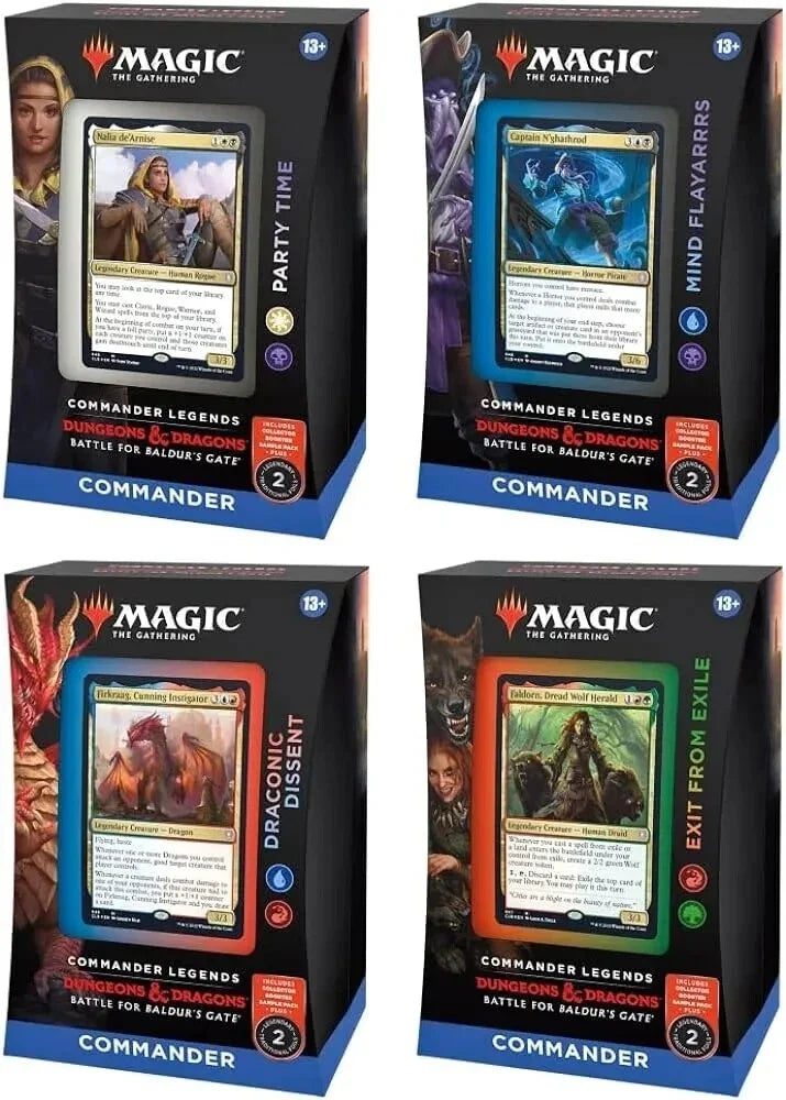 Set of 4 Magic The Gathering Battle For Baldur's Gate ENGLISH Commander Deck Lot
