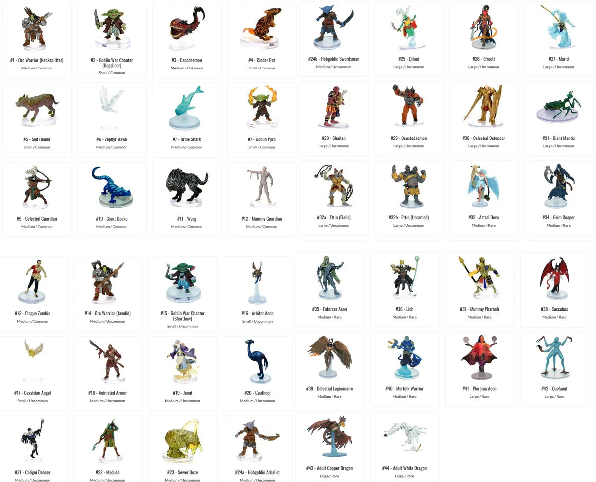 Pathfinder Battles Miniatures: Bestiary Unleashed Complete Set of 46 Models