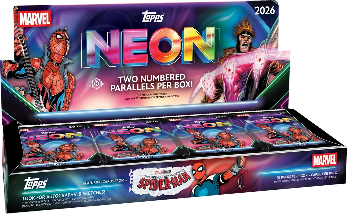 2026 TOPPS NEON MARVEL HOBBY BOX (100 Cards) Disney Brand New Sealed Presale QTY