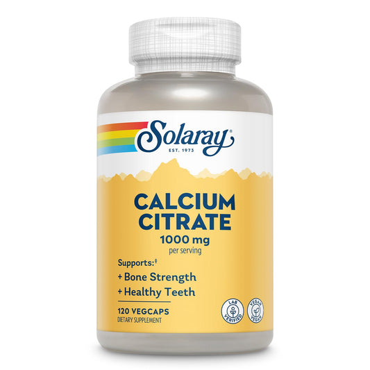 Solaray Calcium Citrate 1000mg - Chelated Calcium Supplement - Supports Bone Strength and Healthy Teeth - Easy to Digest - Vegan - 68 Servings, 275 VegCaps - PrimeBioHealth - canada supplements