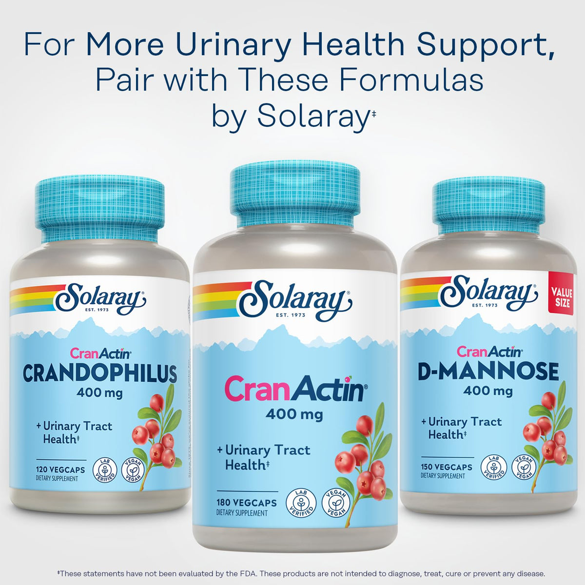 SOLARAY CranActin Cranberry Extract 400 mg - Cranberry Supplements for Women and Men - Bladder and Urinary Tract Health Support with Vitamin C - Vegan, 60-Day Guarantee, 120 Servings, 120 VegCaps - PrimeBioHealth - canada supplements