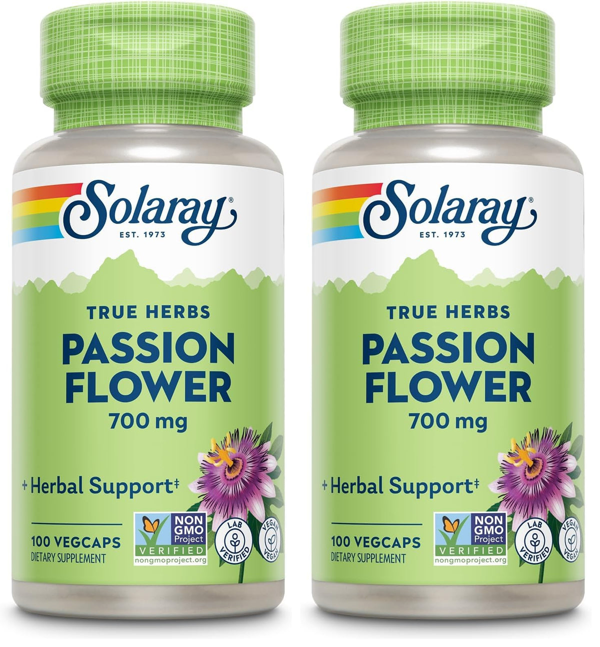 SOLARAY Passion Flower 700 mg Whole Aerial - Soothing Herbal Support - Passion Flower Capsules - Vegan, Non-GMO, 60-Day Guarantee, Lab Verified - 50 Servings, 100 VegCaps - PrimeBioHealth - canada supplements