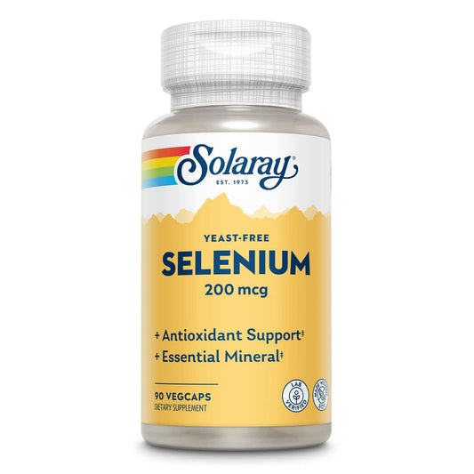 Solaray Yeast Free Selenium 200mcg, Selenium Capsules for Healthy Thyroid Function & Immune Support, High Absorption Supplement, Vegan, 90 Servings, 90 VegCaps - PrimeBioHealth - canada supplements