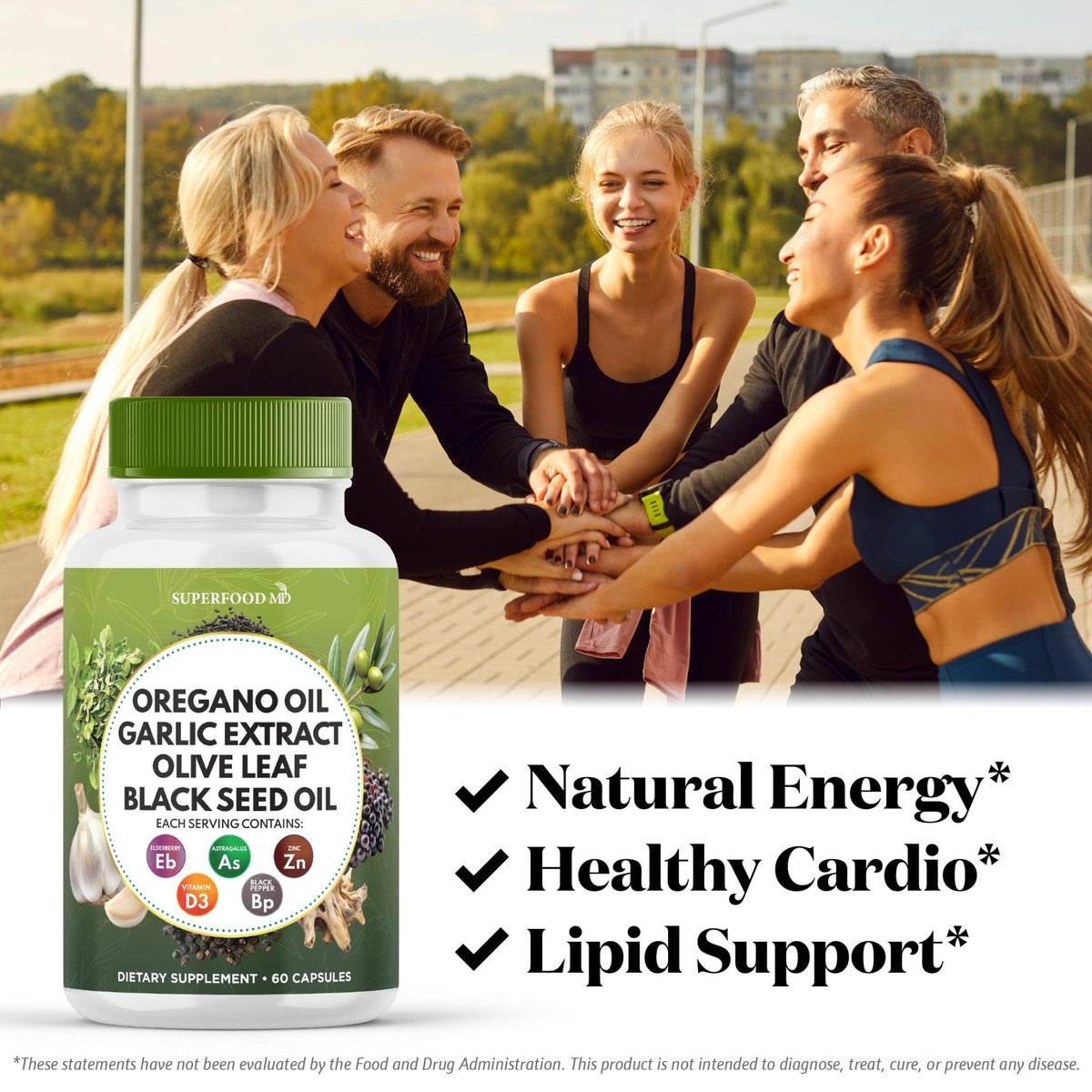 Superfood MD Oregano Oil Garlic Extract Olive Leaf Black Seed Oil Astragalus- for Women and Men- 60 Count - PrimeBioHealth - canada supplements