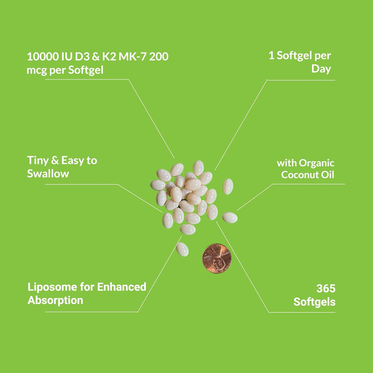 UpNourish Liposomal D3 K2 Vitamin 10000 IU D3 and K2 MK-7 200 mcg - 365 Vitamin D3 k2 (Vitamina D3 con K2) Mini Softgels - Easy to Swallow K2 D3 Vitamin Supplement - PrimeBioHealth - canada supplements