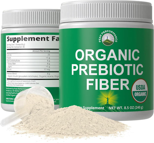 USDA Organic Prebiotic Fiber 3-in-1 Vegan Powder for Gut Health - Raw Whole Food Plant Based Prebiotics Digestive Supplement with Inulin (Jerusalem Artichoke), Acacia Fibers, SunFiber 240g - PrimeBioHealth - canada supplements